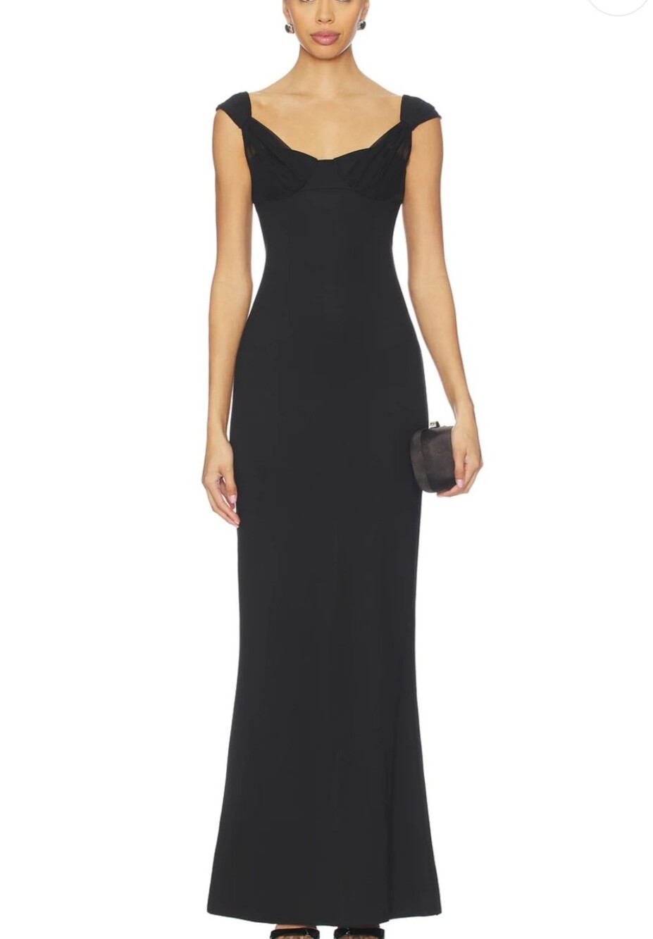Buci NY women’s Black Maxi Dress with buckle detail rounded back size L like new